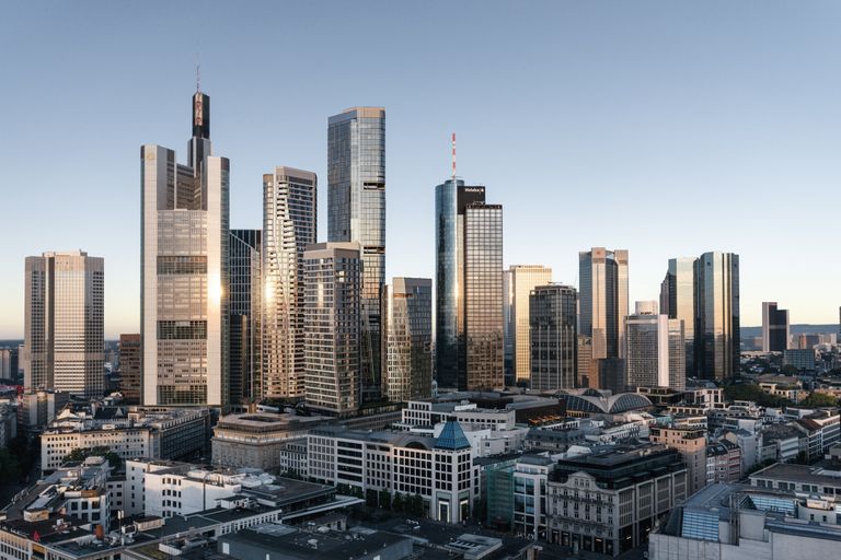 The Frankfurt skyline on a bright morning